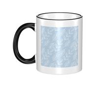Fresh And Simple Leaves Dual-Sided Edge-Color Ceramic Mug - Premium Handcrafted Ceramic Coffee Mug With Vibrant Full-Edge Printed Design, Smooth Rim & Ergonomic Arc Handle For Home, Office & Gifting