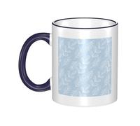 Fresh And Simple Leaves Dual-Sided Edge-Color Ceramic Mug - Premium Handcrafted Ceramic Coffee Mug With Vibrant Full-Edge Printed Design, Smooth Rim & Ergonomic Arc Handle For Home, Office & Gifting