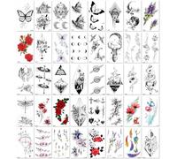 Fresh And Simple Waterproof Temporary Tattoo Stickers With Butterflies, Flowers, Lines, Animals, Black And Colorful Lake Flowers. 60 * 105mm A063
