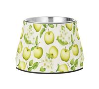Fresh Apples Fruit White Raised Pets Water Bowl Non Skid Stainless Steel Raised Cat Bowls for Small Dogs Comfort Feeding
