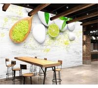 Fresh Art Line Wooden Lemon Green Leaf 3D Wallpaper Silky Texture Home Study Office Grey Dining Room Sofa Bedroom Living Room TV Backdrop-150cm×105cm
