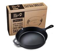 FRESH AUSTRALIAN KITCHEN Polished Super Pre-Seasoned 12 Inch (30cm) Cast Iron Skillet Fry Pan. Perfect for Frying, Camping BBQ. Oven Safe.