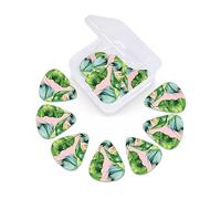 Fresh banana leaves 12 Pack Guitar Picks with Organizer Storage Box, Thin-Medium-Heavy Picks Handmade Plectrums Guitar Plectrums Bass Ukulele Picks Acoustic Guitar Lovers Gift