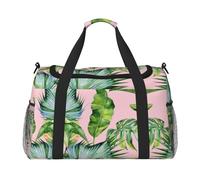 Fresh banana leaves Hand Travel Bag - Large Reusable Shopping Tote Bag, Perfect for Outdoor Activities, Sports, Camping & Groceries, Black, One Size