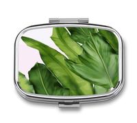 Fresh Banana Leaves Pill Box Medicine Pill Organizer Small Pill Case Travel Pill Container Portable Pill Case for Pocket 2 Compartment Pill Holder Pill Boxes for Travel