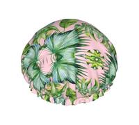 Fresh banana leaves Printed Bathing Cap, Dual Layer Hair Protector, Elastic Hair Cover For Washing Face, 10.6in/27cm