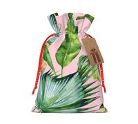 Fresh Banana Leaves Printing Practical Christmas Bag With Drawstring,4.7x6.9 Inch For Christmas Halloween