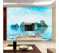 Fresh Beautiful Blue Sky Large Lake Small Island 3D Wallpaper Silky Texture Home Study Office Grey Dining Room Sofa Bedroom Living Room TV Backdrop-400cm×280cm