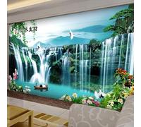 Fresh Beautiful Blue Sky Waterfall Alpine Plants 3D Wallpaper Easy Install Feature Office Living Room Sofa Bedroom TV Background Wall Decoration-430cm×300cm