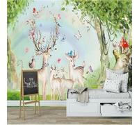 Fresh Beautiful Forest Rainbow Elk Butterfly 3D Wallpaper Luxury Silk Study Dining Feature Sofa Grey Bedroom Living Room Tv Decorative Wall-250cm×170cm