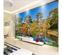 Fresh Beautiful Rural Natural Forest Large Lake 3D Wallpaper Premium Textured Silk Study Dining Living Room Bedroom Sofa TV Wall Easy Install-400cm×280cm