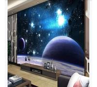 Fresh Beautiful Universe Sky Planets Cosmos 3D Wallpaper Premium Textured Silk Study Dining Living Room Bedroom Sofa TV Wall Easy Install-400cm×280cm