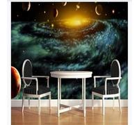 Fresh Beauty Fantasy Cosmic Space Planet 3D Wallpaper Premium Textured Silk Study Dining Living Room Bedroom Sofa TV Wall Easy Install-400cm×280cm