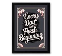 Fresh Beginnings Typography Framed Wall Art Print A3 (42×29.7cm) Black, Wall Decor for Living Room, Bedroom, Office & Home, Ready to Hang, Art Gift