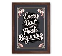 Fresh Beginnings Typography Framed Wall Art Print A3 (42×29.7cm) Walnut, Wall Decor for Living Room, Bedroom, Office & Home, Ready to Hang, Art Gift