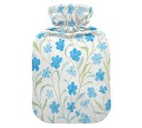 Fresh Blue Flowers in Summer hot-Water Bottle with Soft Cover, 2L hot compresses for The Body for Tummy Warmer, Period Cramps, Bolsa de agua Caliente para el Dolor
