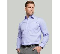 Double TWO Men's Long Sleeve Plain Formal Shirt Non Iron Classic Fit Business Dress Shirt - Fresh Blue, 16in Collar