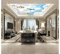 Fresh Blue Sky Angel Peacock Pattern 3D Wallpaper Easy Install Feature Office Living Room Sofa Bedroom TV Background Wall Decoration-200cm×140cm