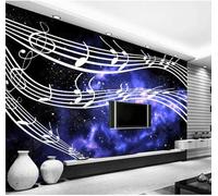 Fresh Blue Starry Night Music Line Sheet Music 3D Wallpaper Luxury Silk Study Dining Feature Sofa Grey Bedroom Living Room Tv Decorative Wall-300cm×210cm