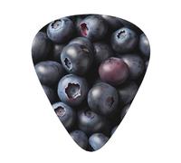 Fresh blueberry pulp printed guitar picks, 12-piece set with thin, medium, and thick styles, comes with a storage case