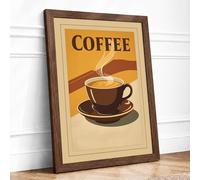 Fresh Brew Poured Vintage Framed Wall Art Print A1 (84.1×59.4cm) Walnut, Wall Decor for Living Room, Bedroom, Office & Home, Ready to Hang, Art Gift