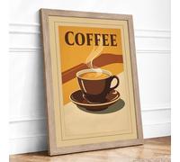 Fresh Brew Poured Vintage Framed Wall Art Print A2 Oak