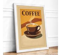 Fresh Brew Poured Vintage Framed Wall Art Print A3 White