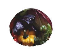 Fresh Cabbage Printed shower cap, reusable, specially designed for women's long hair, double-layer structure, suitable for bathing.
