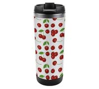 Fresh Cherries Travel Mug Reusable Stainless Steel Coffee Cup Double Wall Thermal with Spill Proof Lid