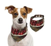 Fresh Cherry Cotton Dog Bandanas - Washable Cotton Handkerchief Scarf Triangle Bandana for Small Medium Large Dog,Cat, Black