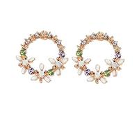 Fresh Circle and Flowers for Women Earring Fashion Duo Personalised Accessories Two Sided Earrings For, one size, Alloy Steel, No Gemstone