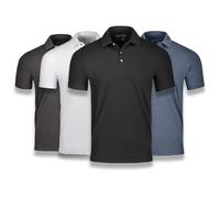 Fresh Clean Threads Mens Polo Shirts - Pre Shrunk Soft Fitted Premium Classic Shirt - Men's Polos Cotton Poly T-Shirt Blend, Black, White, Charcoal Grey, Navy (4 Pack), XXL