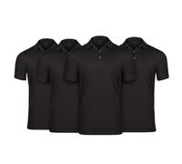 Fresh Clean Threads Mens Polo Shirts - Pre Shrunk Soft Fitted Premium Classic Shirt - Men's Polos Cotton Poly T-Shirt Blend, Black (4 Pack), Medium