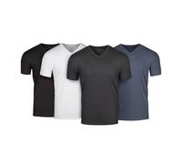 Fresh Clean Threads Men's T-Shirts V Neck Premium Basic Short Sleeve Tees - Fitted Style, Ultra Soft, Tag-Free Comfort, Black, White, Charcoal Grey, Navy (4 Pack), XXL