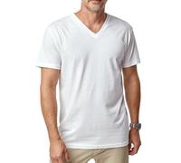 Fresh Clean Threads V Neck T Shirts for Men - Pre Shrunk Soft Fitted Premium Classic Tee - Men's T-Shirt Cotton Poly Blend, White (1 Pack), Medium
