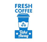 Fresh Coffee & Take Away Decals for Coffee Shop Sign Cup Restaurant Door Window Decoration Vinyl Removable Wall Stickers Large - 56x112cm
