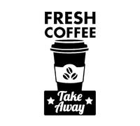 Fresh Coffee & Take Away Decals for Coffee Shop Sign Cup Restaurant Door Window Decoration Vinyl Removable Wall Stickers Small - 28x56cm