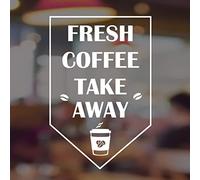 Fresh Coffee Takeaway Window Sticker, Cafe Wall Art Sign, Vinyl Decal, Vintage Graphics, Shop Plaque