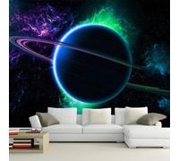 Fresh Creative Fantasy Starry Sky Universe Earth 3D Wallpaper Easy Install Feature Office Living Room Sofa Bedroom TV Background Wall Decoration-200cm×140cm