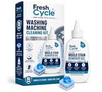 Fresh Cycle Washing Machine Cleaner Kit, 24 Cleaning Tablets and 250 ml Mould Stain Remover Gel, Deep Clean Drum Descaler, Door Seal Rubber Gasket and Grout Treatment