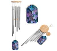 Fresh Dusty Pink Hydrangeas Wind Chimes Memorial Deep Tone Windchime with 6 Aluminum Tubes Outdoor Backyard Garden Decoration