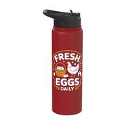 Fresh Eggs Daily Fresh Eggs Daily Farm Living Chicken Stainless Steel Insulated Water Bottle