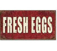 Fresh Eggs for Sale Farm Market Kitchen Rustic Wall Art Decor Metal Tin Sign 8x12in