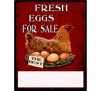 Fresh Eggs for Sale Red Vintage Retro Metal Sign 12" X 8"