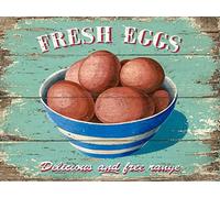 Fresh Eggs RETRO METAL TIN WALL PLAQUE SIGN NOVELTY GIFT Home bar kitchen shed man cave (150MM X 200MM (6" X 8") (8" x 6")