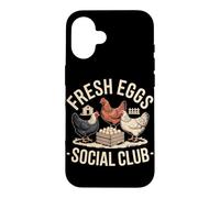 Fresh Eggs Social Club Funny Chicken Farm Case for iPhone 16