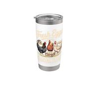 Fresh Eggs Social Club Funny Chicken Farm Stainless Steel Insulated Tumbler