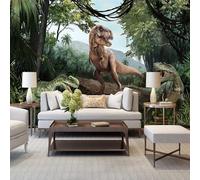 Fresh Elegant Forests High Mountains Animals Dinosaurs 3D Wallpaper Silky Texture Home Study Office Grey Dining Room Sofa Bedroom Living Room TV Backdrop-150cm×105cm