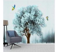 Fresh Elegant Green Large Trees Forest Flying Birds 3D Wallpaper Silky Texture Home Study Office Grey Dining Room Sofa Bedroom Living Room TV Backdrop-200cm×140cm