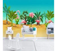 Fresh Elegant Green Plants Desert Flamingos 3D Wallpaper Premium Textured Silk Study Dining Living Room Bedroom Sofa TV Wall Easy Install-250cm×170cm